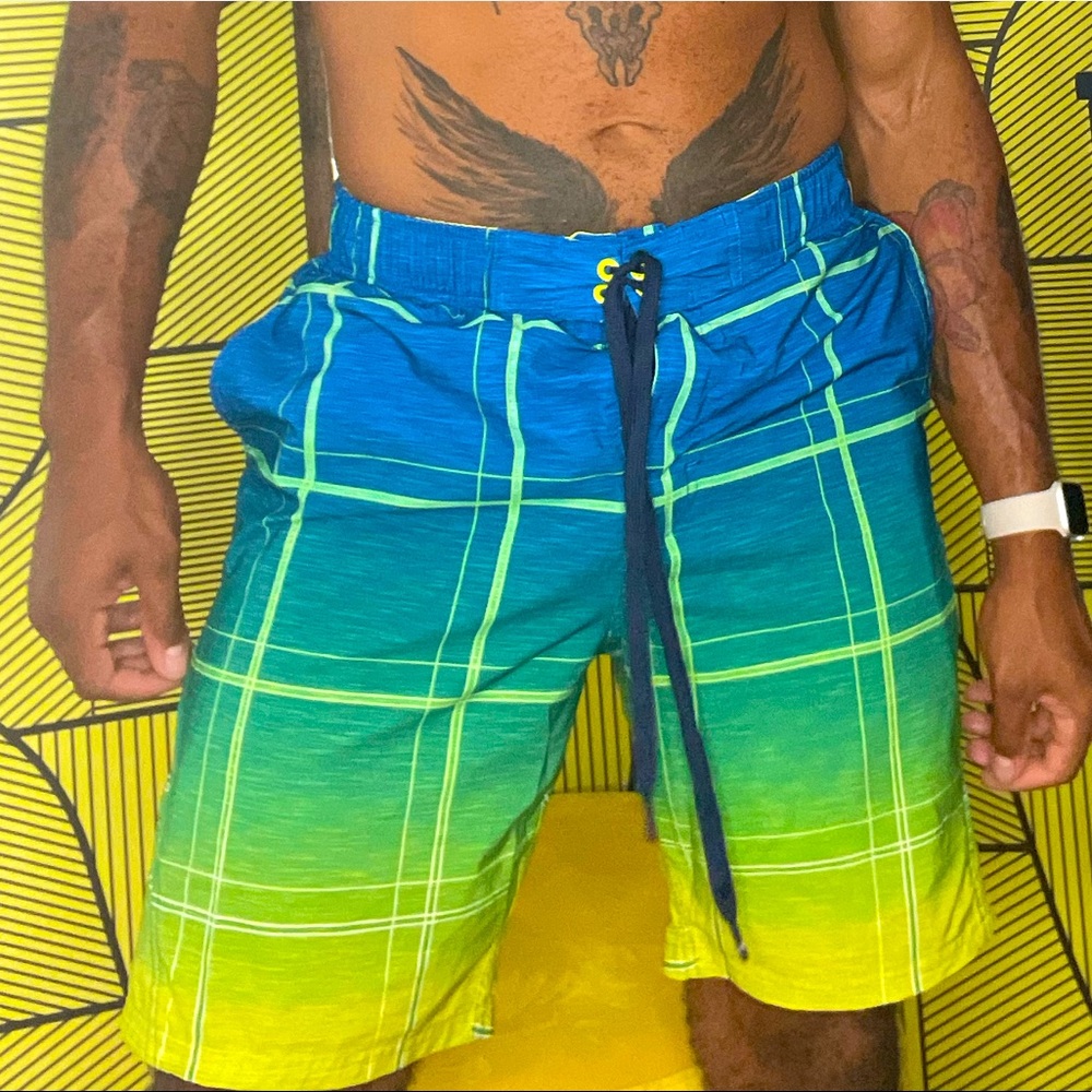 Board shorts blue/lime green